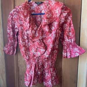 Lovely red Ralph Lauren floral top